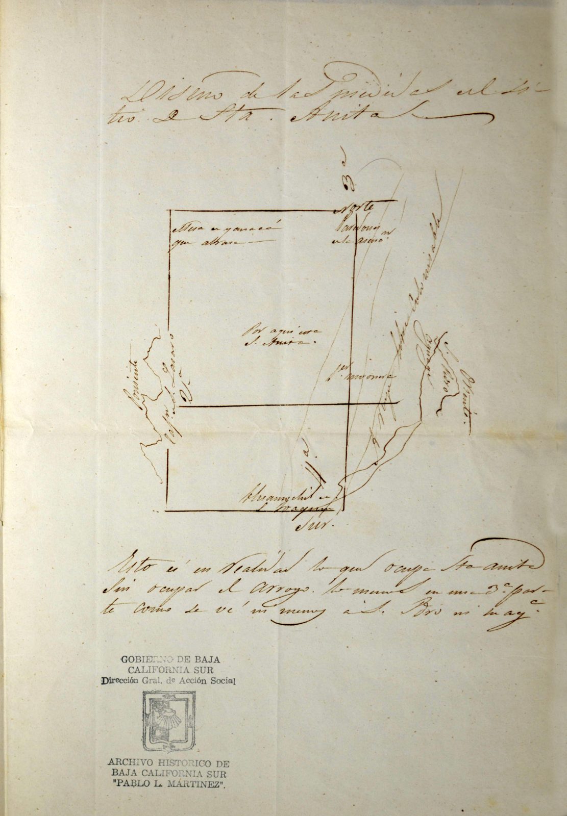 Diseño del Sitio San Pedro cerca de Santa Anita, 1844